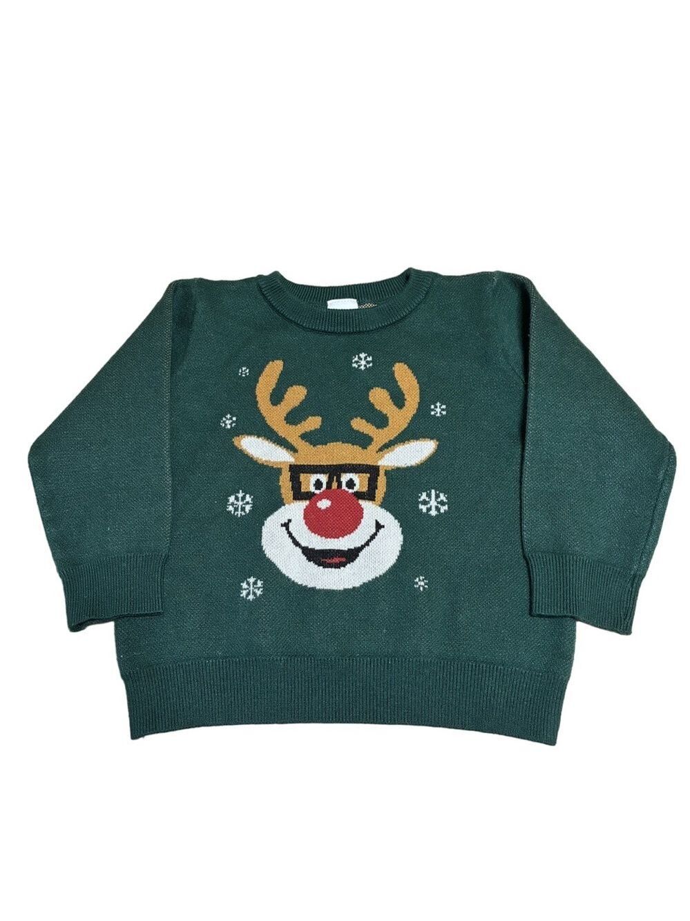 PatPat Reindeer Pullover Sweater Babies 2Y Green Long Sleeve Christmas